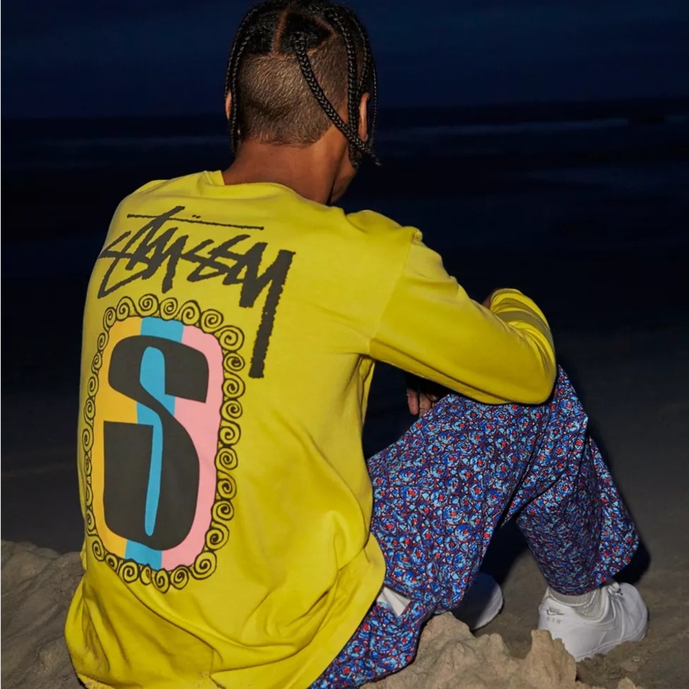 Stüssy S Frame Long Sleeve Shirt XL – Neon Yellow Graphic Tee – Streetwear
